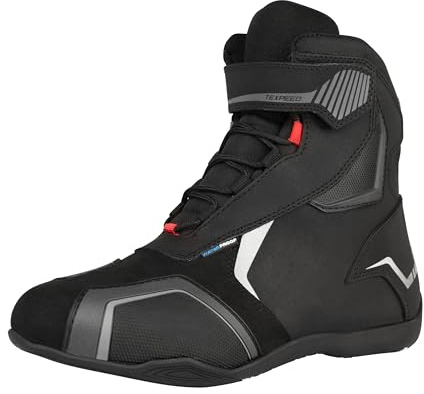 Texpeed Bottes De Moto Imperméables Pour Hommes Homologuées - Chaussures De Motard En Cuir De Protection - Noir - Courte longueur - Taille 46 EU