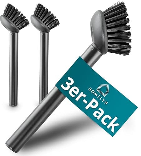 Spülbürsten 3er Pack, Schwarz, 18 cm (klein!) I Modernes, minimalistisches Design I Handlich & effektiv I Ideal für Küche und Geschirr I Reinigungsbürste I Geschirrbürste I Abwaschbürste