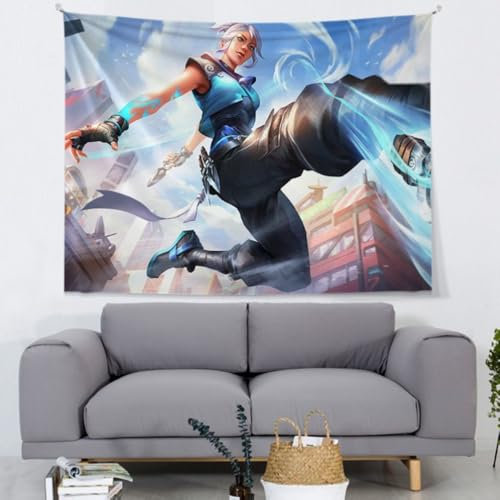 GeRRiTL Valorant Tapisserie-Poster, großer Hintergrund, geeignet für Schlafzimmer, Wohnzimmer und Geburtstagsfeiern, als Geschenk für Verwandte und Freunde (Jett, 100 x 70 cm)