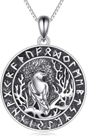 YAFEINI Krähe Kette für Damen Silber 925 MKrähe Haslkette Anhänger Schmuck Geschenke für Damen Mädchen