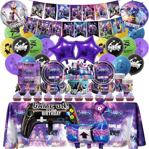 Geburtstag Deko Luftballon Partygeschirr Set-92 PCS Pappteller Tischdecke Kindergeburtstag Geschirr Jungen Birthday Party Tableware Supplies Foil Balloons Teller Servietten Tassen Party Deko