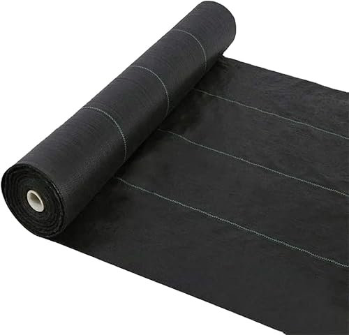 1 x 50 m / 3.2 x 164 ft Weed Control Membrane, Weed Control Woven Fabric, Ground Cover Sheet, 100 GSM, UV Stabilised, Weed Barrier Mat. Perfect for Gardens, Patios, Flower Beds, Landscaping (Black)