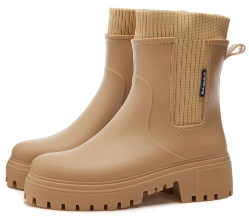 AONETIGER Gummistiefel Damen Regenschuhe Halbhoch | Rutschfeste Bequem Mode Chelsea Boots | für Gartenarbeit Alltag bei Regen Segeltouren Outdoor Hof