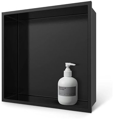 Étagère de douche murale moderne en acier inoxydable avec insert carrelé et porte-savon encastré pour salle de bain