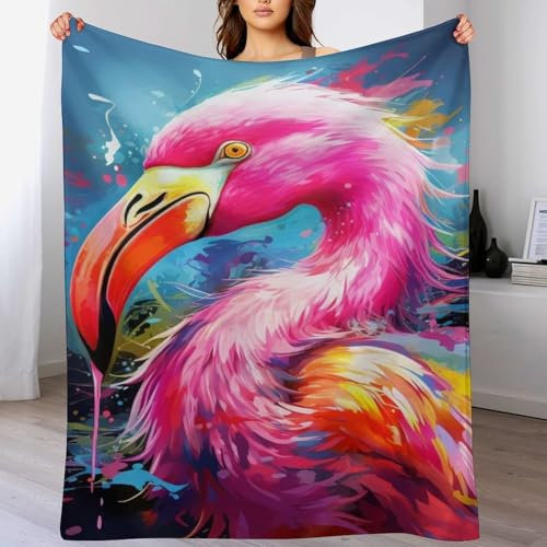 Flamingo Decke Flauschig, Super Warme Decke, Hochwertige Wohndecke, Weich & Komfort Flannel Decke, Wolldecke, Sofadecke, Fleecedecke, Tagesdecke （130×150cm）
