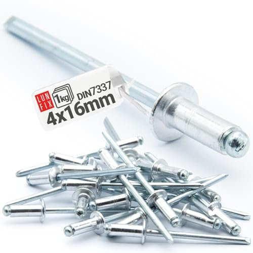 Rivets aveugles en aluminium - Norme industrielle DIN7337 - 4 x 16 mm - 1 kg - Argenté