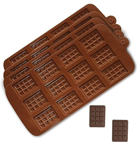 Neoreser 4 PCS Moldes de Chocolate de Silicona Antiadherente, con 12 Cavidades, para DIY Barra De Chocolate, Dulces, Cubitos Hielo, Gofres, Molde para Hornear Cocina DiseñO De Navidad