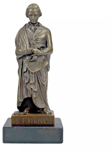 Beethoven Statue, Skulptur, berühmter Komponist, echte Bronze auf Marmorsockel, 17 cm