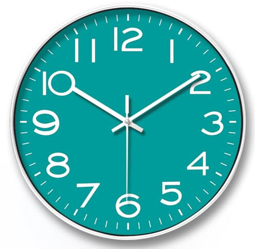 NUOVO 14 Zoll Cyan Wanduhr Silent Ticking Bewegung Quarz Wanduhr Moderne Quarz Design Dekorative Innenküche