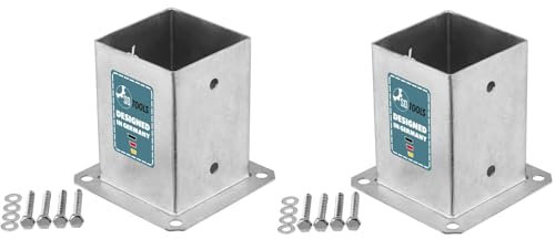 SOTOOLS 2 x Bodenhülse für 100 x 100 mm Vierkantpfosten feuerverzinkt Pfosten Bodenhülse Zaunträger Hülse Bodenplatte Pfostenträger aufschrauben Anker