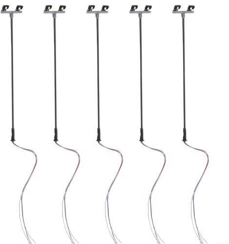URPIZY 5Er-Pack Modellbahn-Hofbeleuchtung LED-Doppellichter OO/H0 Maßstab 1:76 Flutlicht Weiß 3V Landschaftsdekoration Gartenzubehör 12Cm Hoch