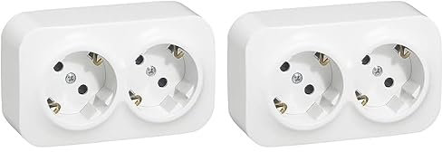 Legrand, Enchufe de Pared 2 Tomas, Forix, Color Blanco Estándar (Paquete de 2)