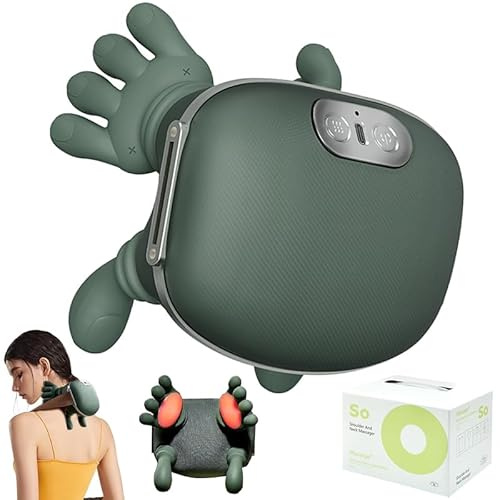 Massagegerät, 4D Nackenmassagegerät mit Shiatsu, Rückenmassagegerät Nackenmassagegerät mit Wärme, 3 Modi 2 Temp, Massage Gun Elektrische Kabelloses, Bionic Heated Massager, Geschenke für Frauen Männer