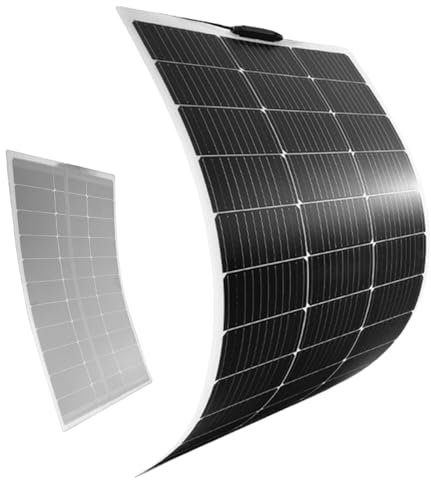 Giuggiolared Panneau Solaire Monocristallin, 150 W/200 W Panneau Solaire Flexible, Câble avec Connecteur MC4, Batterie de 36V, pour Batteries, Caravane, Camping-Car, Bateau, Yacht, Marine,200W