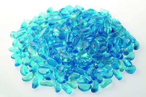 Gartenwelt Riegelsberger Dekorative Steine 5 kg Glasnuggets 10-20 mm Azzurro (Hellblau) Gabionenfüllung Deko Garten