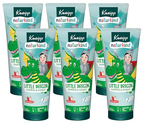 Kneipp Naturkind Drachenkraft Shampoo & Dusche - Kinderduschgel 2 in 1 mit Drachenfruchtduft - tränenfrei & leicht kämmbar - Multipack 6 x 200ml