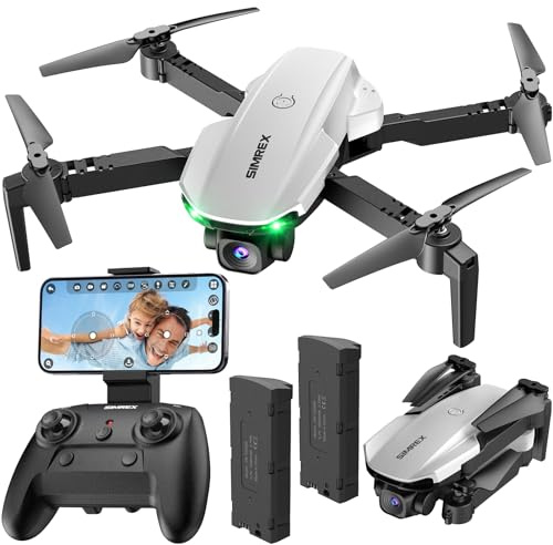 SIMREX Drone With Camera for Kids Beginner & Adults – Foldable RC Quadcopter with Altitude Hold, Optical Flow Positioning, Indoor Mini Drone with One Key Start, Gift for Boys & Girls & Teenagers