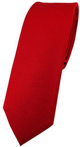 Blick. elementum - schmale Satin Seidenkrawatte in rot blutrot uni einfarbig - Krawatte 100% pure Seide