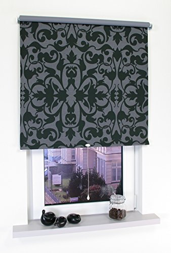 deko-raumshop Verdunkelungsrollo Schlafzimmerrollo Springrollo Schnapprollo Rollo Stoff mit Motiv lichtundurchlässig Raum verdunkelnd Montage Wand Decke Hitzeschutz (100 x 180 cm, Ornament)