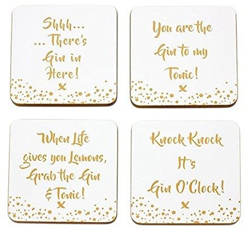 Set of 4 Fun Message/Slogan Coasters 'GIN' Themed
