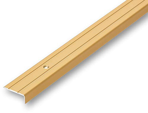 (7,99EUR/m) 25 x 10 x 800 mm Treppenwinkel goldfarben gebohrt inkl. Montageset Treppenkantenprofil Treppenkante