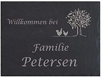 Namensschild personalisiert Türschild Familie Schiefer Gravur