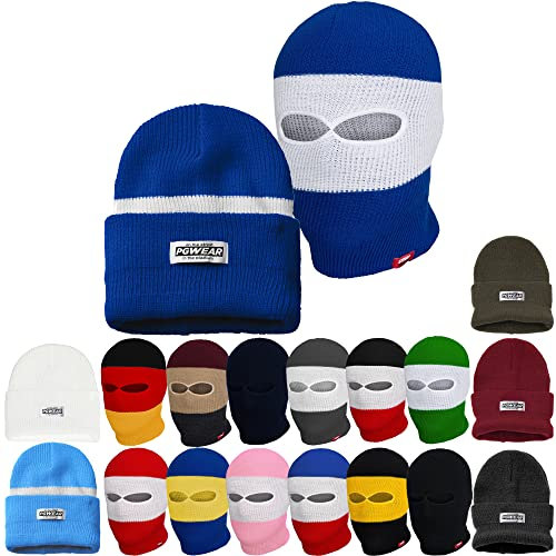 PG Wear Sturmhaube und Mütze Troublemaker 2 in 1 Schwarz Weiß Rot Blau Gelb Grün Rosa Grau Olive Camo I Balaclava Maske Beanie I Ultras Ski Hooligans