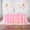 HBBMAGIC Baby Rosa Tüll Tischrock Mit Licht, 2-Langer 183cm Lang Rosa Rüschen Tulle Tischröcke, Waschbarer Tutu Tischrock für Hochzeit Party Geburtstag Babydusche Kuchen Dessert Taufe Tisch