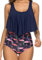 UMIPUBO Maillot de Bain Femme Taille Haute Ensembles Deux pièces Push Up Multicolore à Volants Plage Maillot Swimwear - Marine - L