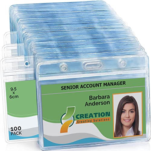 Transparente Kunststoff-Ausweishüllen, im Format 105x75 mm als Schutzhülle für Karten - Kartenhalter - Steckkartenformat aus Soft PVC für Schlüsselbänder/Lanyards (100)