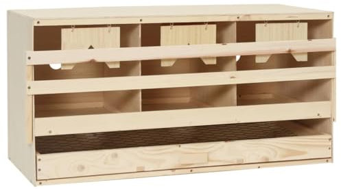 vidaXL Kiefernholz Massiv Legenest Hühnernest 3 Fächer für große Hühner Legenester Abrolllegenest Abrollnest Abroll-Legenest 72x33x38cm