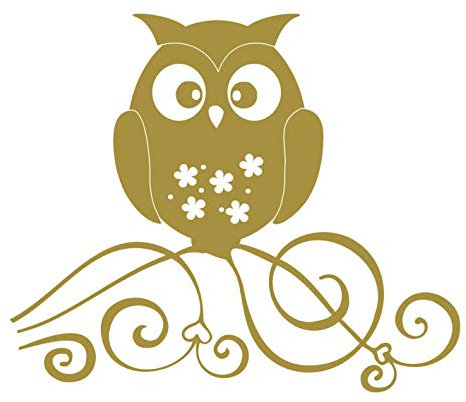 kleb-Drauf | 1 Eule | Gold - glänzend | Wandtattoo Wandaufkleber Wandsticker Aufkleber Sticker | Wohnzimmer Schlafzimmer Kinderzimmer Küche Bad | Deko Glas Fenster Fliese Tür Wände