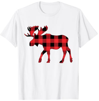 Moose Red Buffalo Plaid Christmas Matching Pajama Family T-Shirt