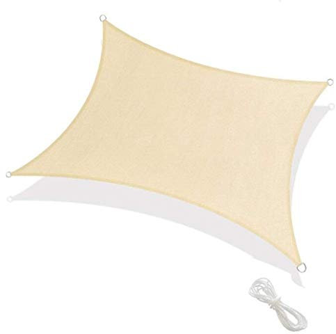 ELR Rectangle Sun Shade Sail 2m x 4m Waterproof UV Block Canopy Cover with Free Rope for Patio Backyard Lawn Garden Pergola Veranda Outdoor Activities (2x4 m/ 6.6x13 Ft)