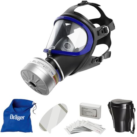 Dräger X-plore 6300 Vollgesichtsmaske mit A2B2E2K2 Hg P3 R D Filter und Zubehör – Atemschutzmaske mit Rd40-Filter, zuverlässiger Schutz gegen Gase, Dämpfe, Feinstaub & Partikel