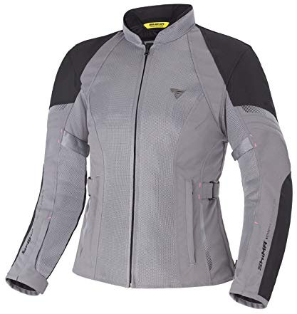 SHIMA JET | Pannelli MESH Traspiranti, Impermeabile, Membrana Rimovibile, Paraschiena di Livello 2 Incluso, Regolazione Avanzata (Donna, Giacca, Grigio, M)