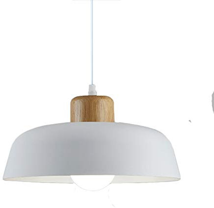 HJXDtech Moderner Minimalismus Pendelleuchte, E27 Lampenfassung, 30cm Holz & Metall Lampenschirm, Höhenverstellbar Nachhaltige LED Hängelampe für Küche Schlafzimmer Esstisch (Bianca)