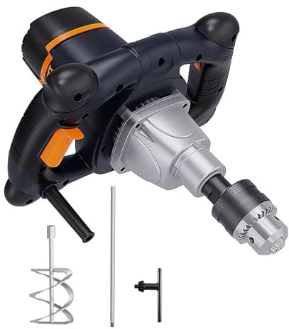 MAXXT Mixer 12A Single Paddle Concrete/Mortar Mixer, 5/8 Keyed Chuck,Soft Start,Come w/100mm Large Spiral Mixing Paddle