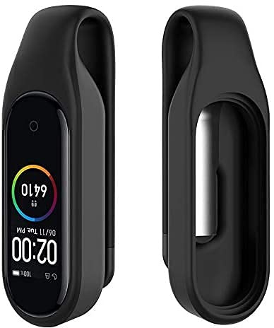 NEO+ Cliphalter Kompatibel mit Xiaomi Mi Band 5 und Mi Band 6, Band Ersatz, Silikon, Schwarz, 2.41 cm, Armband für Smartwatch
