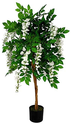 Leaf Design UK Realistic Artificial Wisteria Tree White, 130cm, AZ-BLOSSOM