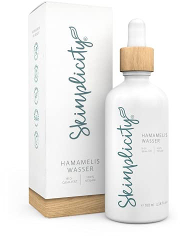 Skinplicity Hamameliswasser in Bio-Qualität ohne Alkohol - Zaubernuss Wasser. Gesichtspflege - Gesichtswasser, Gesichtsreinigung, Hautreinigung. Reinigt, beruhigt, erfrischt - vegan.