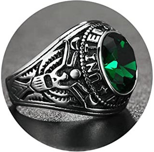 Stfery Siegelring Personalisiert, Siegelring Mann US-Armee Hochzeits Ring zum Valentinstag Grün, 54 (17.2)