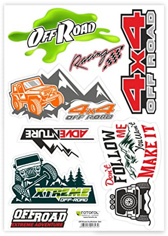 FOTOFOL 4x4 Off Road Aufkleber Set - Deko Sticker für Auto, Fahrzeuge, SUV, Camper
