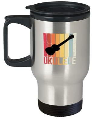 Mug de voyage humoristique rétro ukulélé