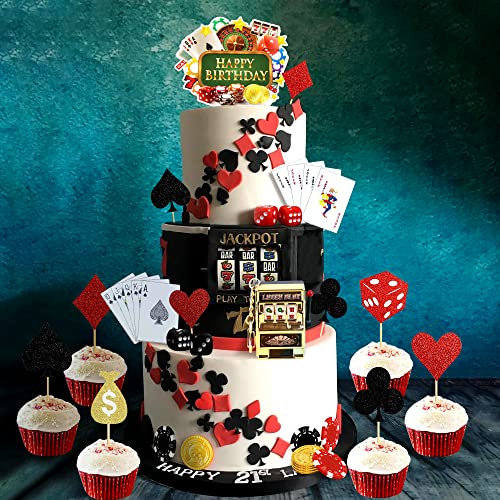 JeVenis Casino Kuchendekorationen Poker Kuchen Dekorationen Las Vegas Kuchen Dekorationen Würfel Poker Kuchen Dekoration Casino Partyzubehör Casino Gastgeschenke Poker Partyzubehör