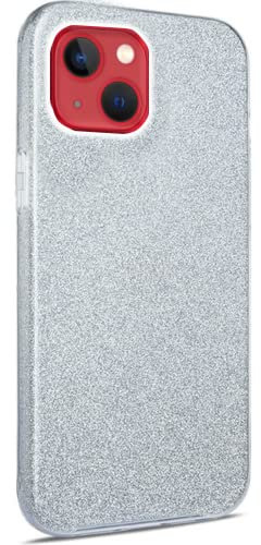 MHtech Glitter Case for iPhone 13, Bling Sparkle Shockproof Cute Sparkly Case Cover for Women and Girls. Protective Case for iPhone 13 (Silver)