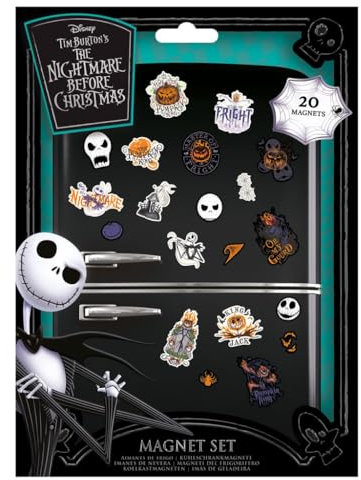 The Nightmare Before Christmas 20-teiliges Magnet-Set (Colourful Shadows -Designs) Mini-Magnete, Kühlschrankmagnete - Offizielles Lizenzprodukt