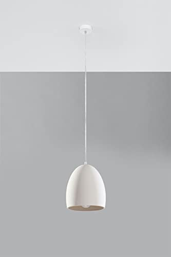Licht-Erlebnisse Hängelampe Weiß Ø 30 cm Keramik Lampenschirm bemalbar verstellbar E27 Pendelleuchte Esszimmer Küche