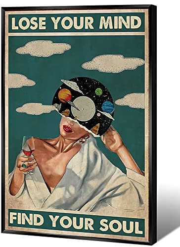 Quark Poster Lose Your Mind Find Your Seele im Vintage-Stil, psychische Gesundheit, abstrakte ästhetische Musik, Mädchen, Druck, Gemälde, moderne Wanddekoration aus der Mitte des Jahrhunderts, für