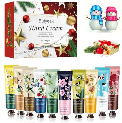 Handcreme Geschenkset, 10pc Handcreme Set, Handcremes, Handcremes Mini, Tägliche Feuchtigkeitsspendende Hand creme für die Hände, Tief Feuchtigkeitsspendend und Nährend, Bestes Geschenkset für Frauen
